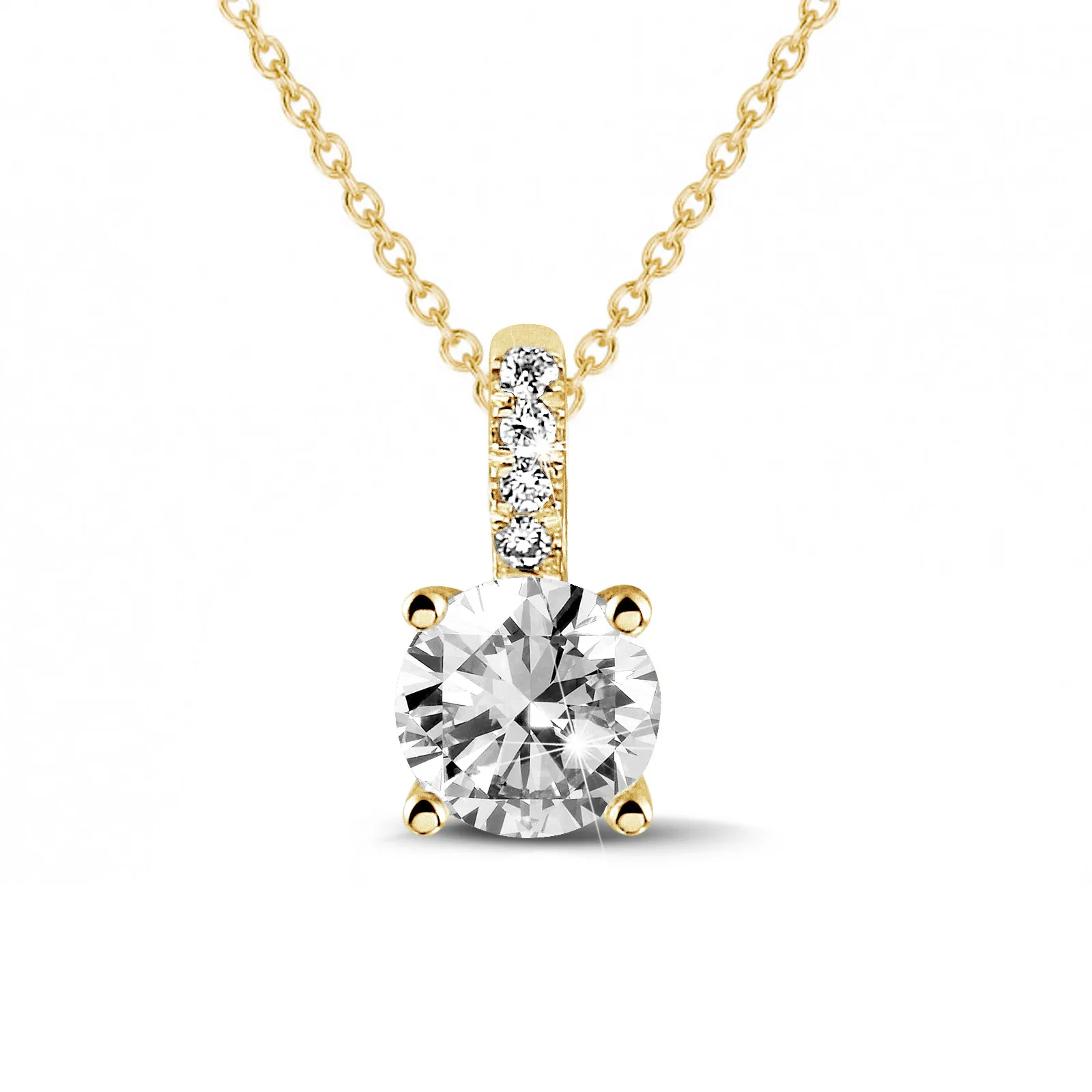 0.70 quilates colgante solitario en oro amarillo con 4 grapas y diamantes redondos 
