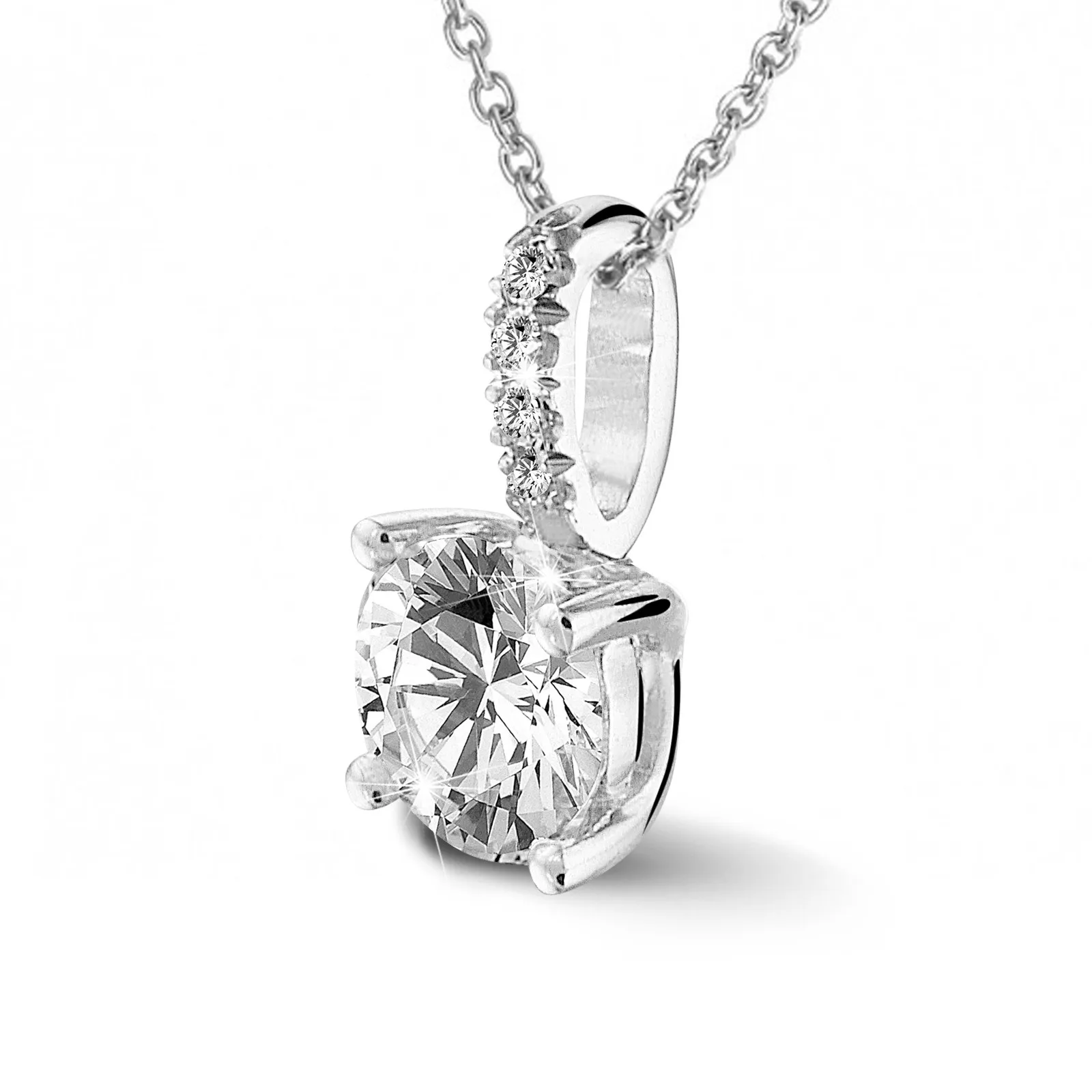 0.70 quilates colgante solitario en oro blanco con 4 grapas y diamantes redondos 