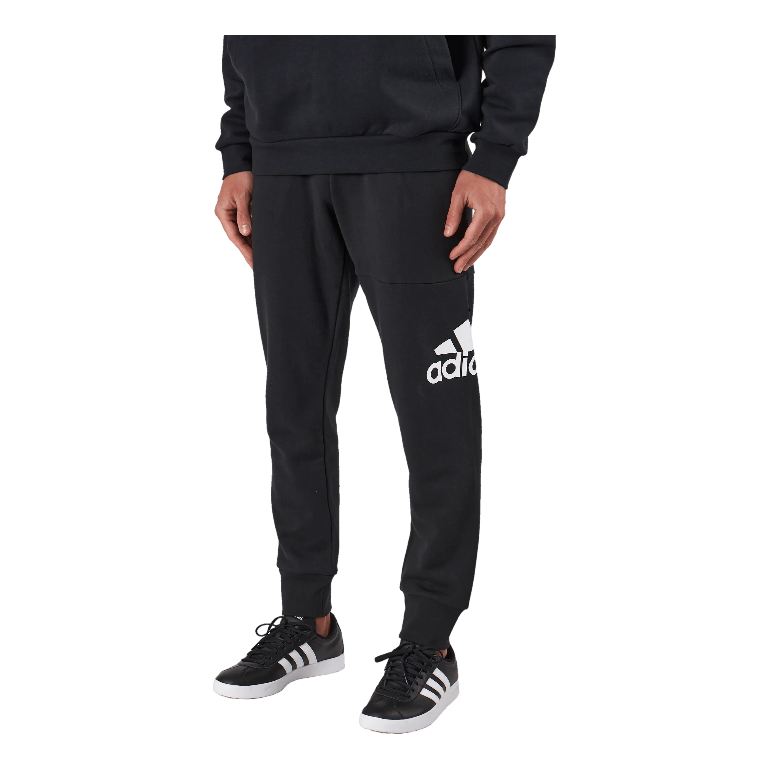 Adidas Essentials French Terry Tapered Cuff Logo Joggers Black