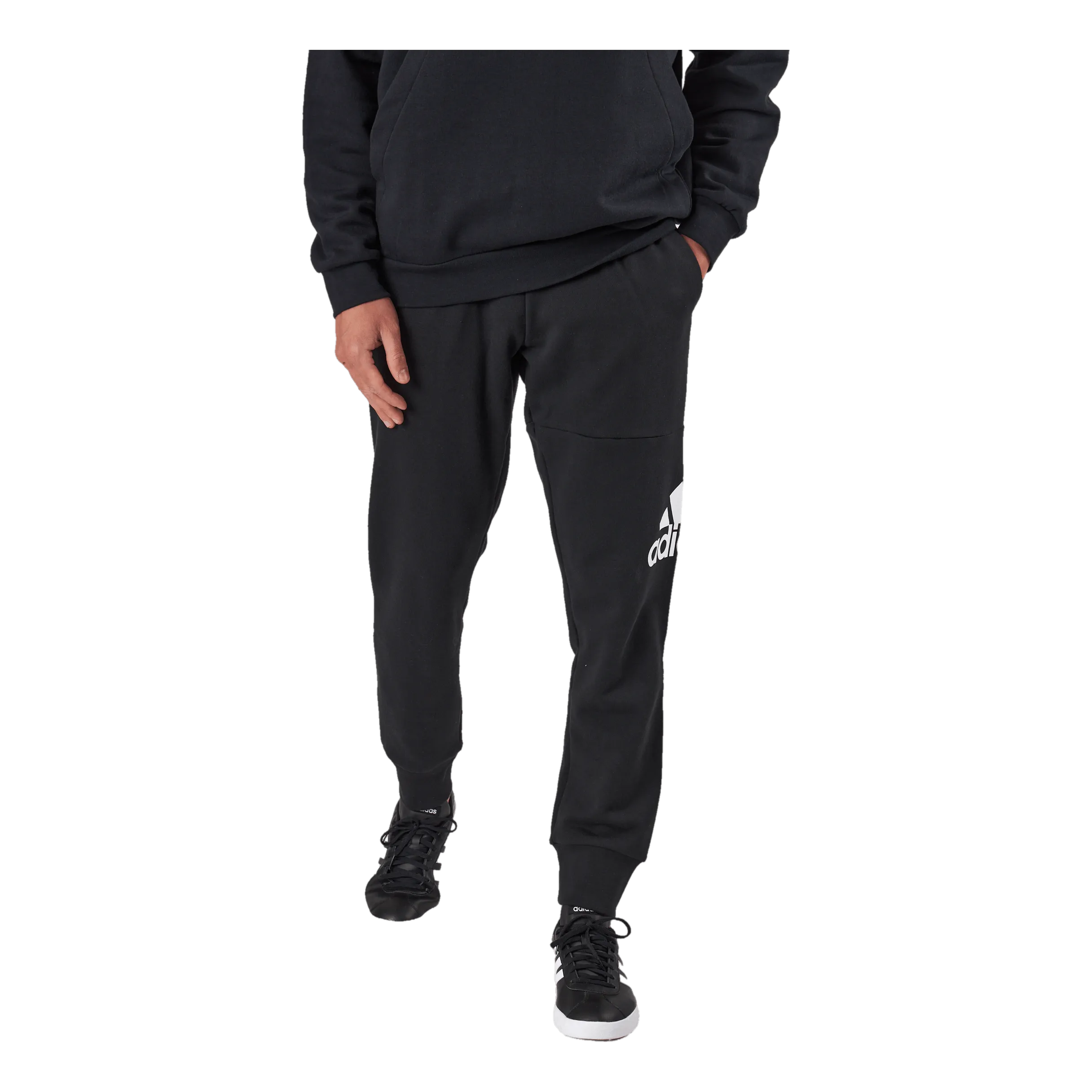 Adidas Essentials French Terry Tapered Cuff Logo Joggers Black