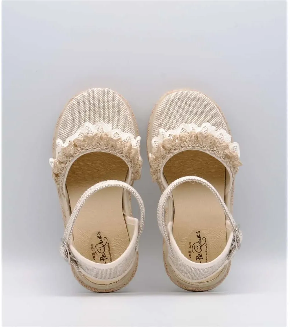 ALPARGATAS NIÑA VULPEQUES LINO COTOLINO BEIGE PUNTILLA