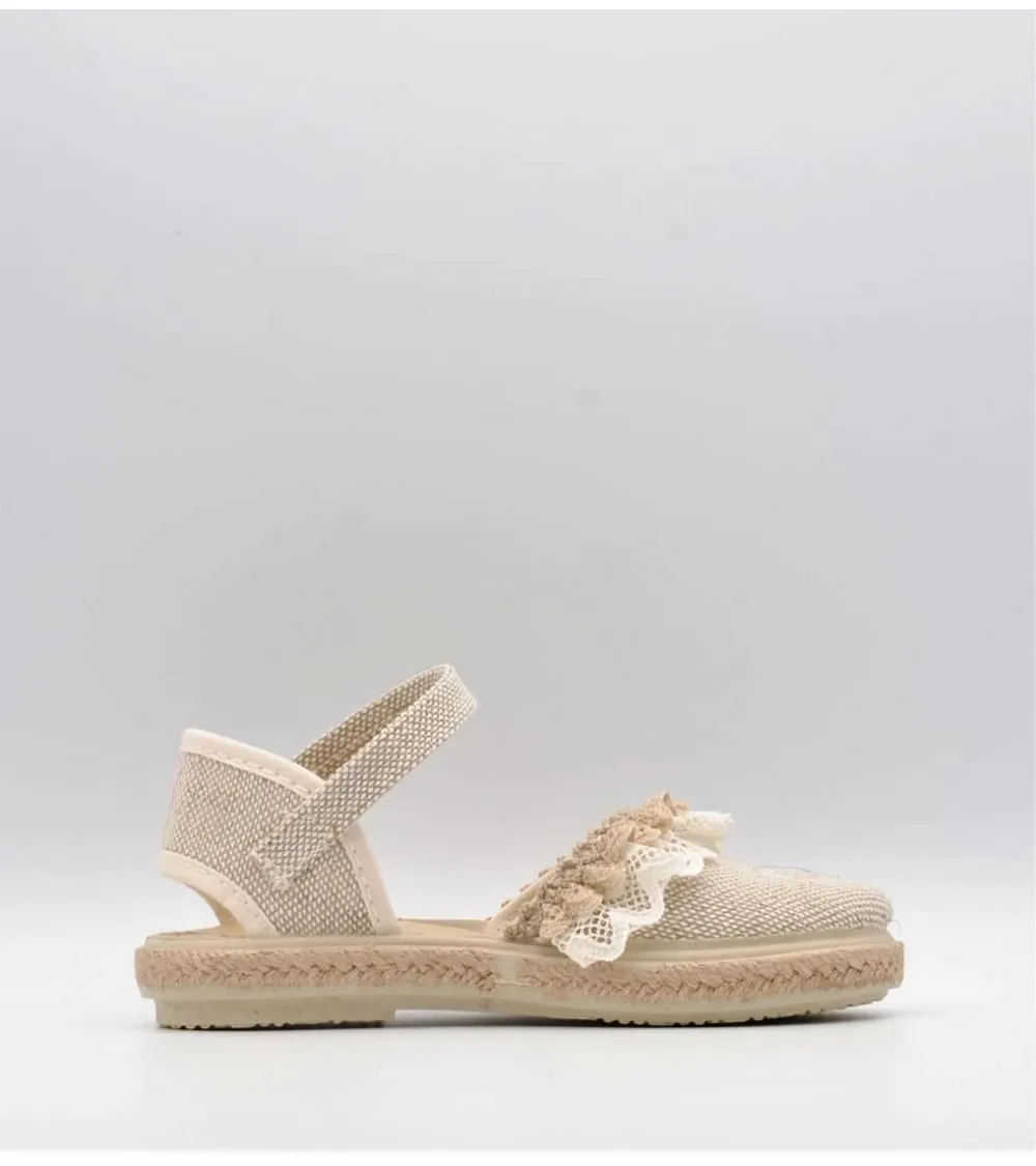 ALPARGATAS NIÑA VULPEQUES LINO COTOLINO BEIGE PUNTILLA