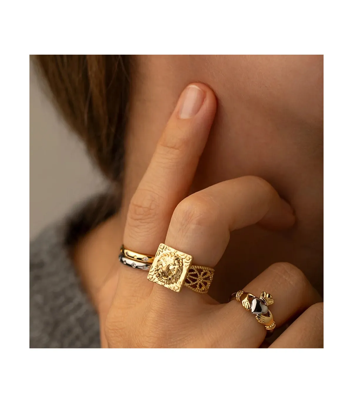 ANILLO AGATHA FINO ABRAZO ACABADO PLATA / ORO  2250150879