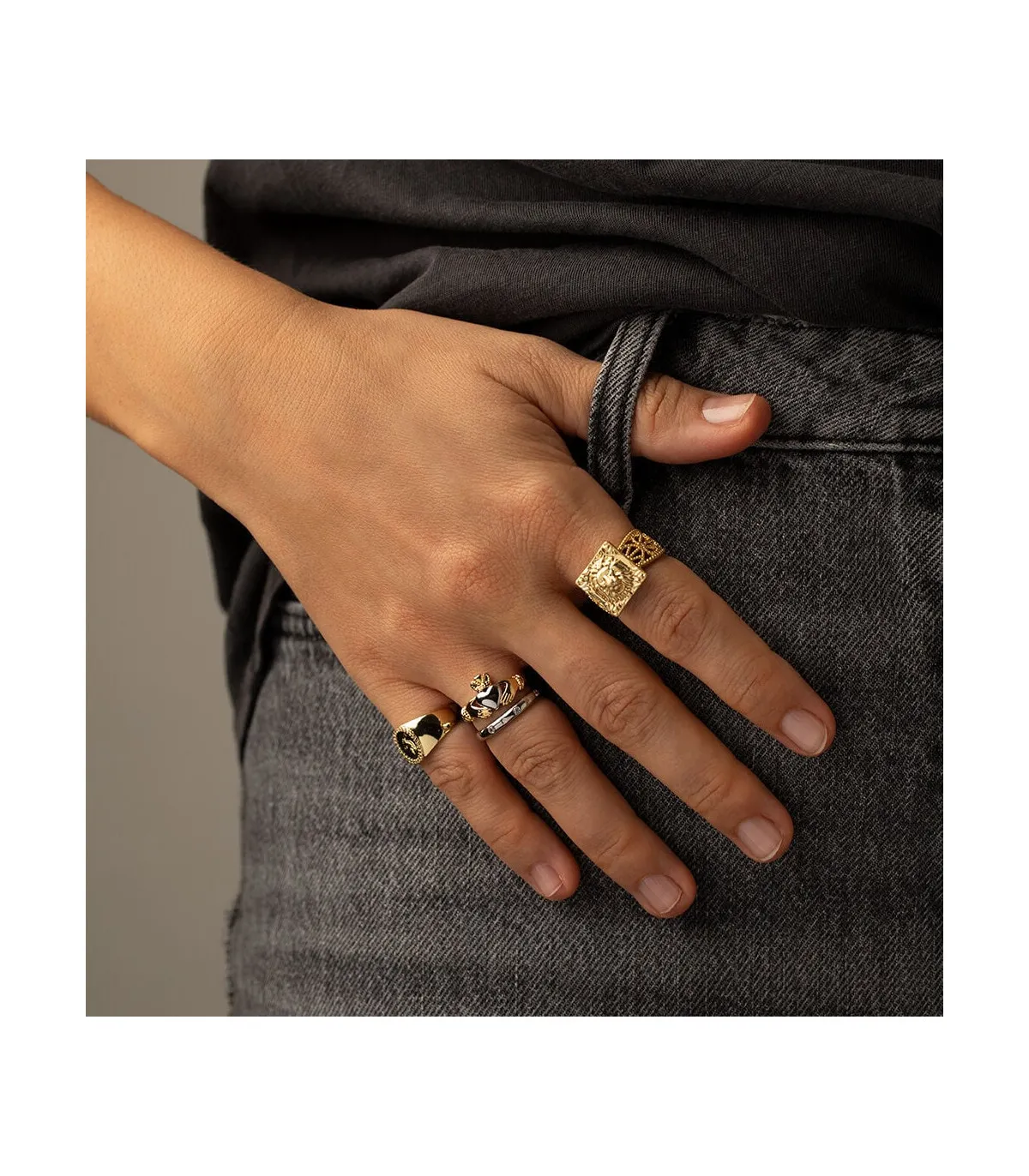 ANILLO AGATHA FINO ABRAZO ACABADO PLATA / ORO  2250150879