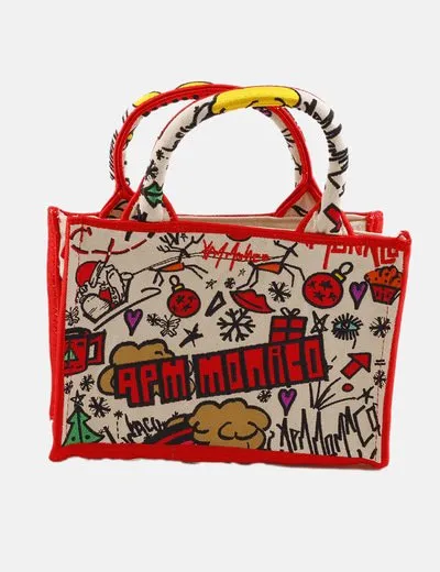 Apm MONACO Bolso de mano bordado navideño