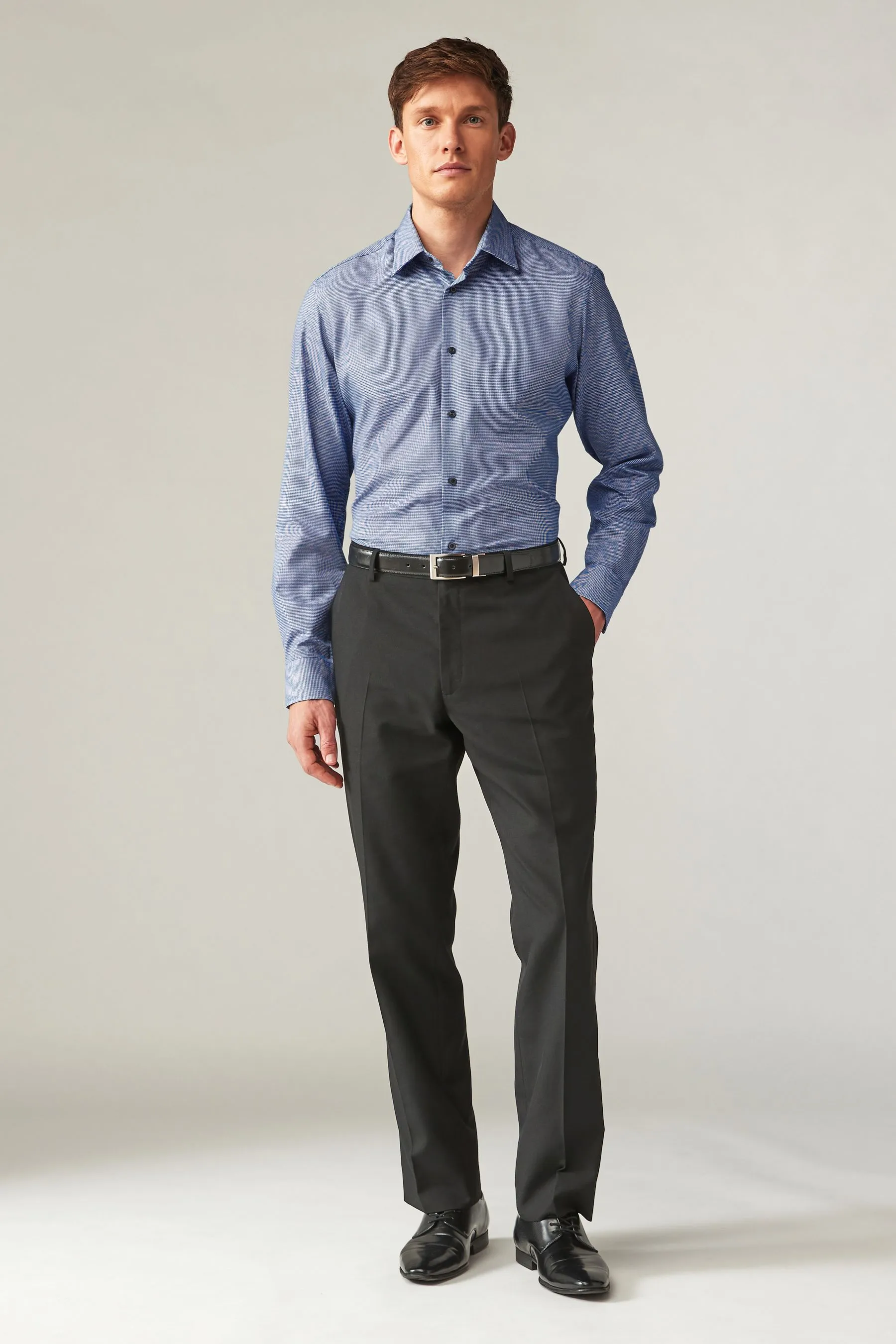 AZUL  CORTE SLIM  EASY CARE TEXTURED SINGLE CUFF SHIRT