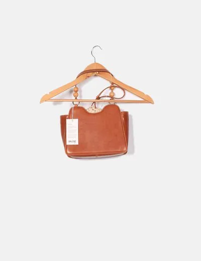 Balzac Bolso de mano marrón asa bolas madera