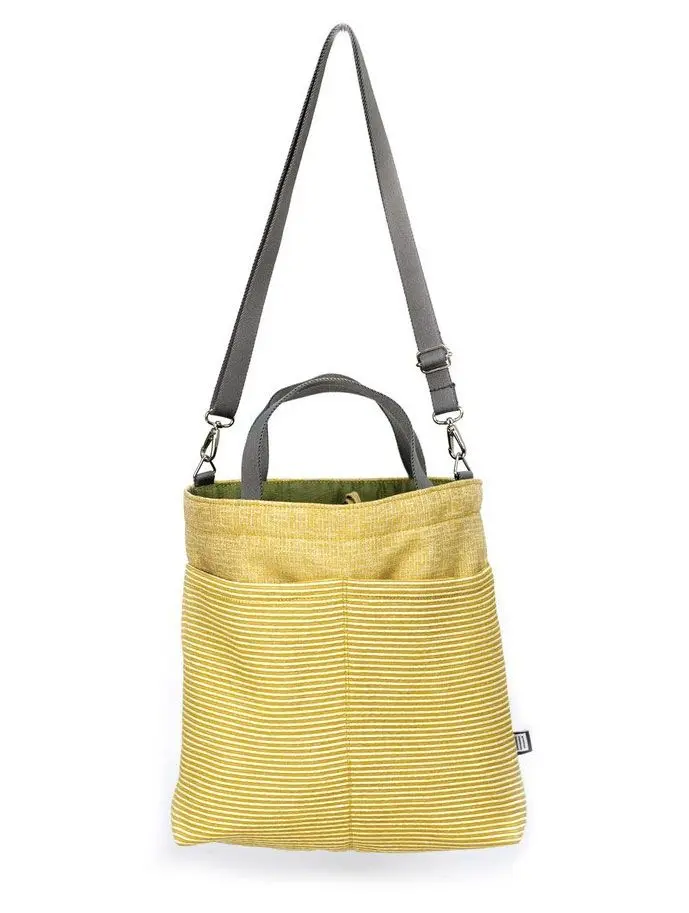 Bolso bandolera de rayas amarillas 100% sostenible