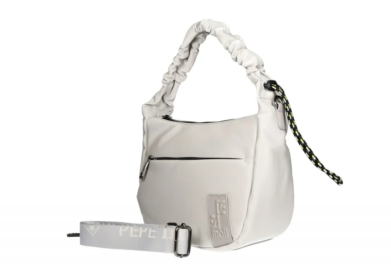 Bolso Colgar Beige Bolsillos Asa Rizada Cordon Ajustable
