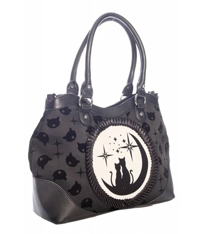 Bolso de mano negro Gatos Lunar Sister by Banned BG34079