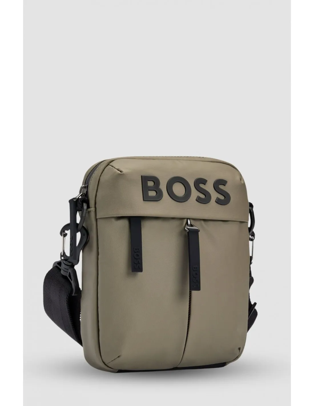 Bolso mensajero de piel sintética con logo tonal de Boss