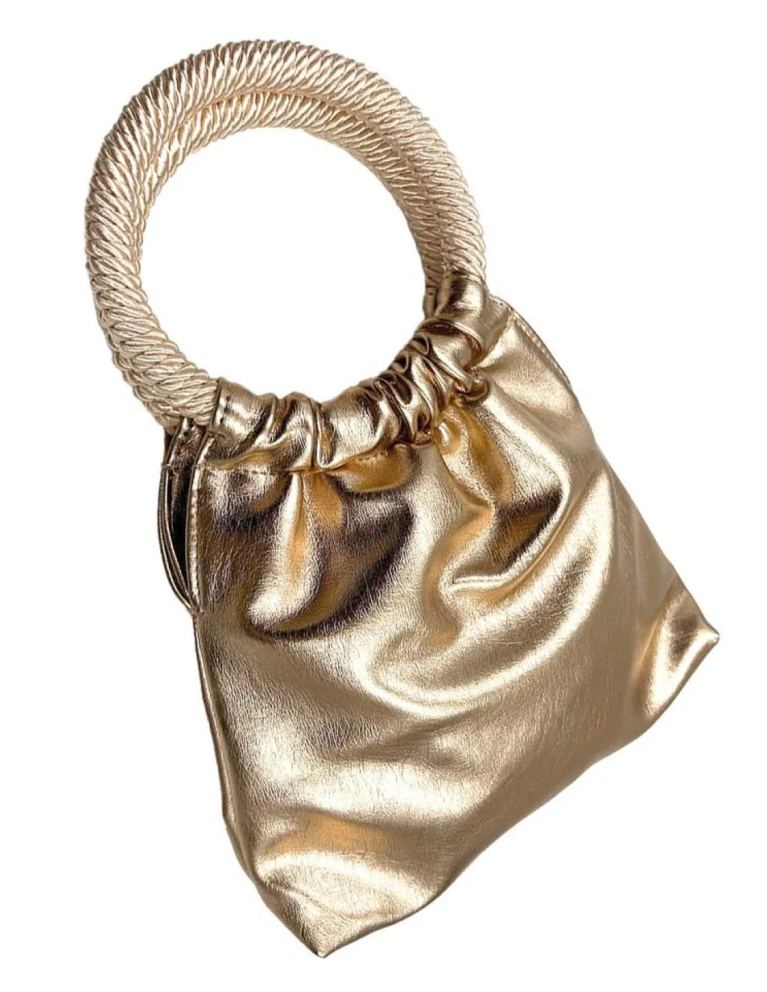 BOLSOS MODA ORO COBRE DE FIESTA CON ASA REDONDA Y CADENA LARGA