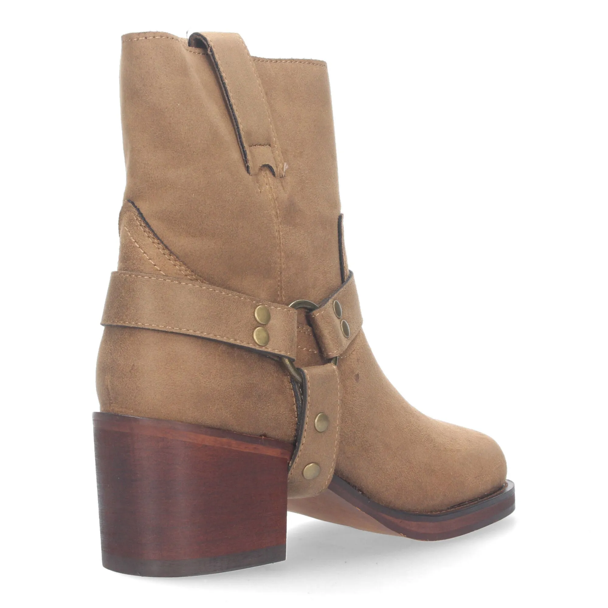 Botines de tacón estilo biker moteros para mujer color beige