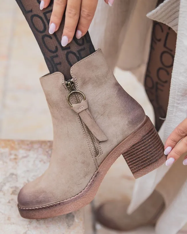 BOTINES DE TACóN PARA MUJER EN COLOR TOPO  NALA