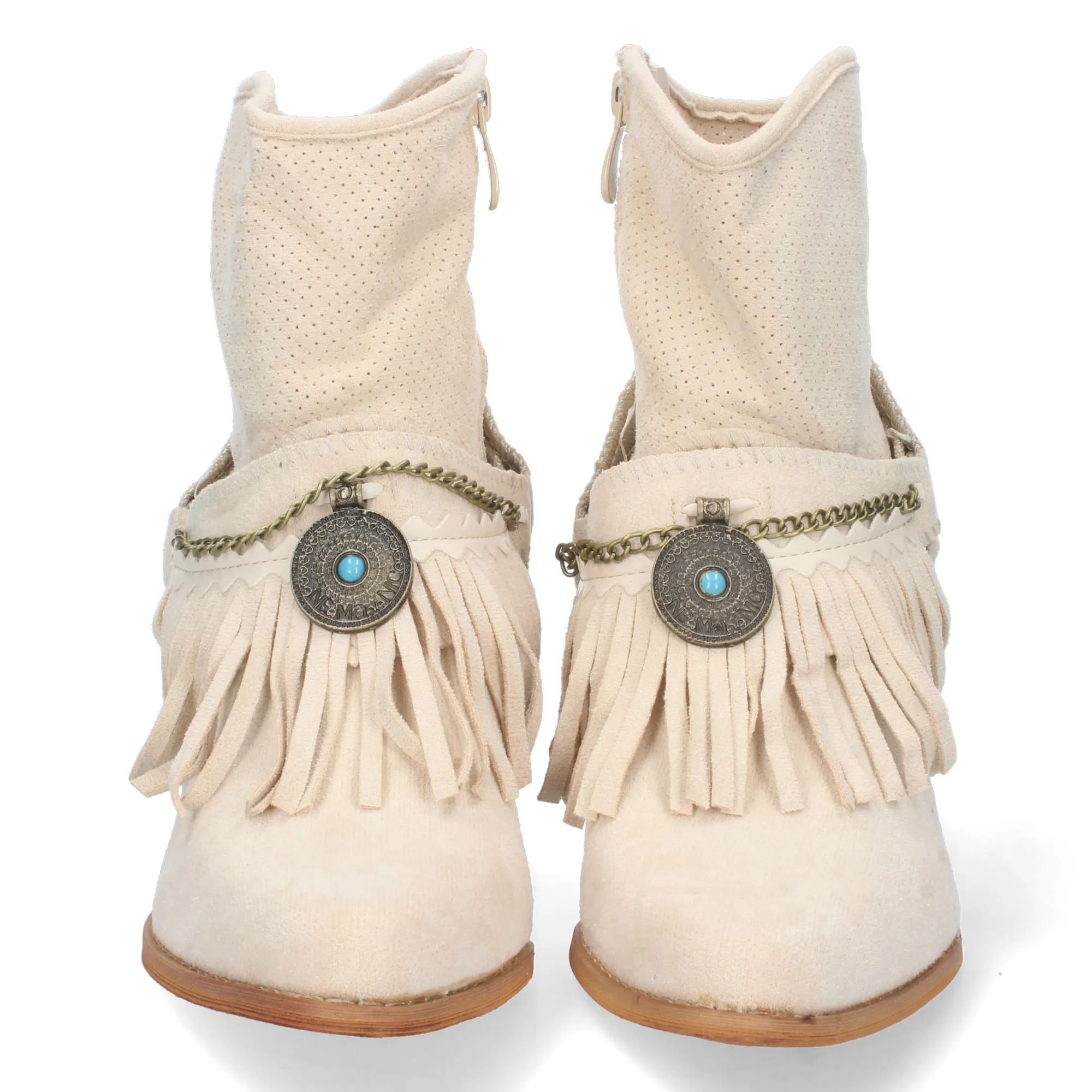 Botines flecos mujer color beige