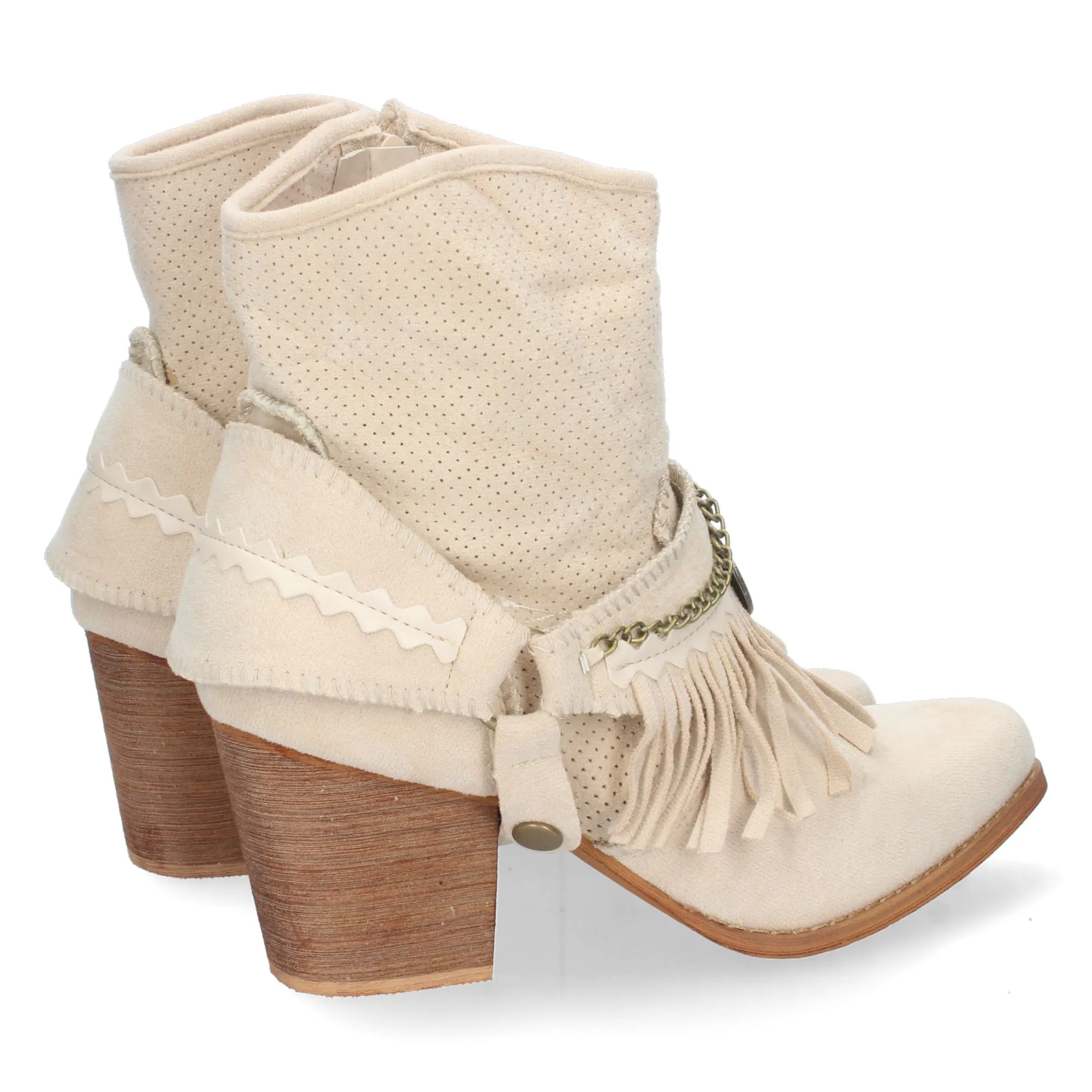 Botines flecos mujer color beige