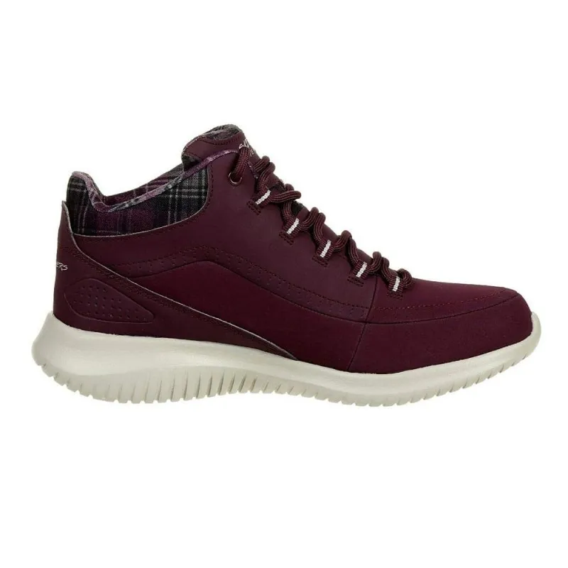 Botines Planos Skechers 12918 Mujer Burdeos