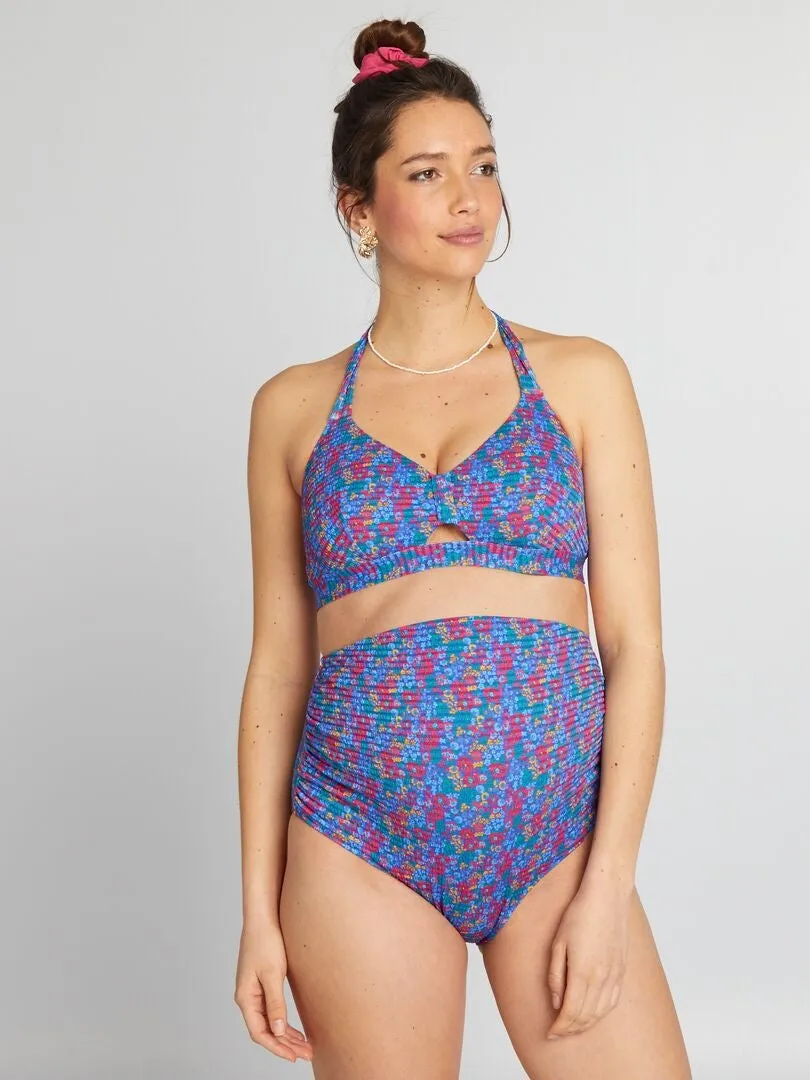 BRAGUITA DE BIKINI PREMAMá CON ESTAMPADO DE FLORES  AZUL