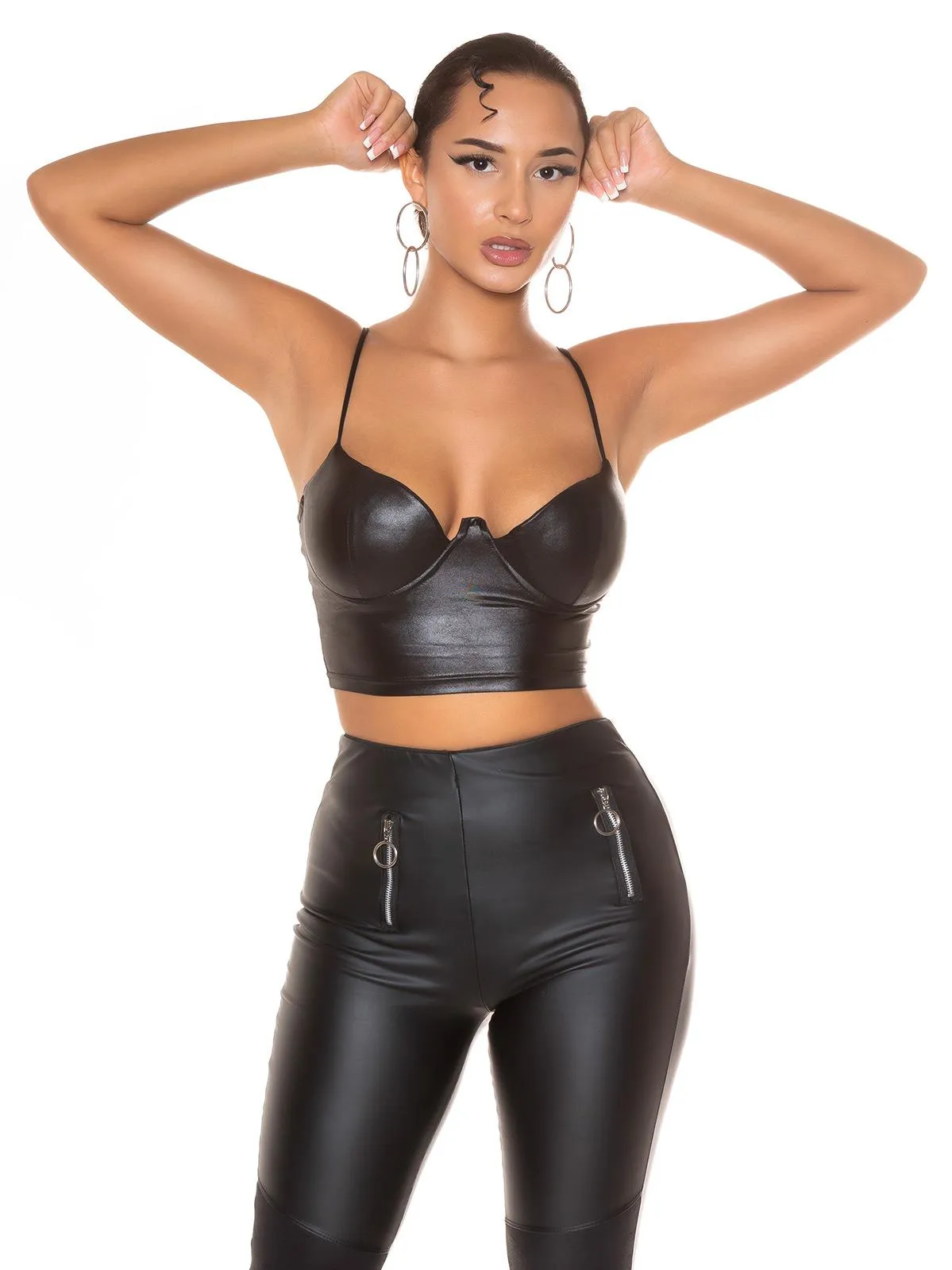 Bustier cuero sintético negro