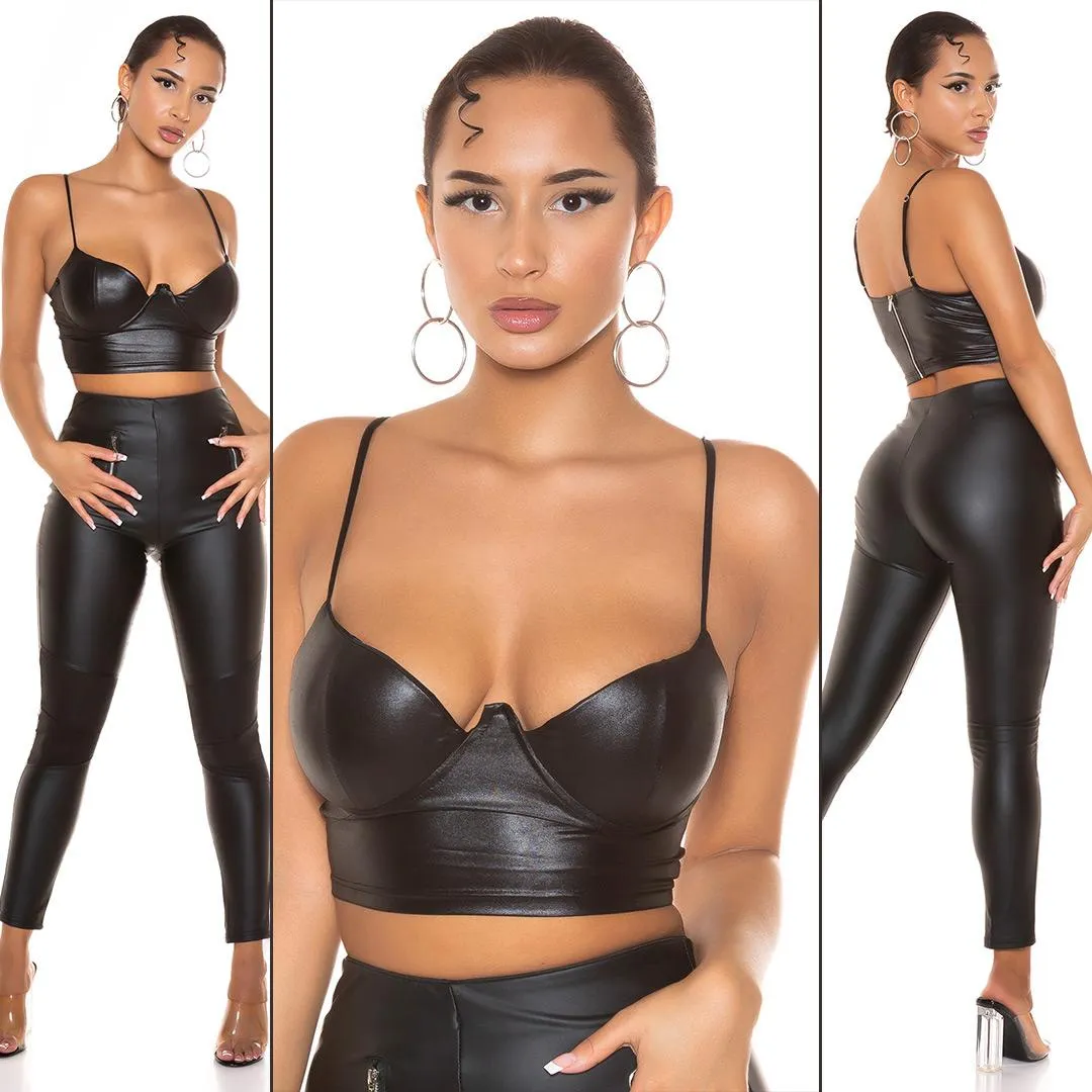 Bustier cuero sintético negro