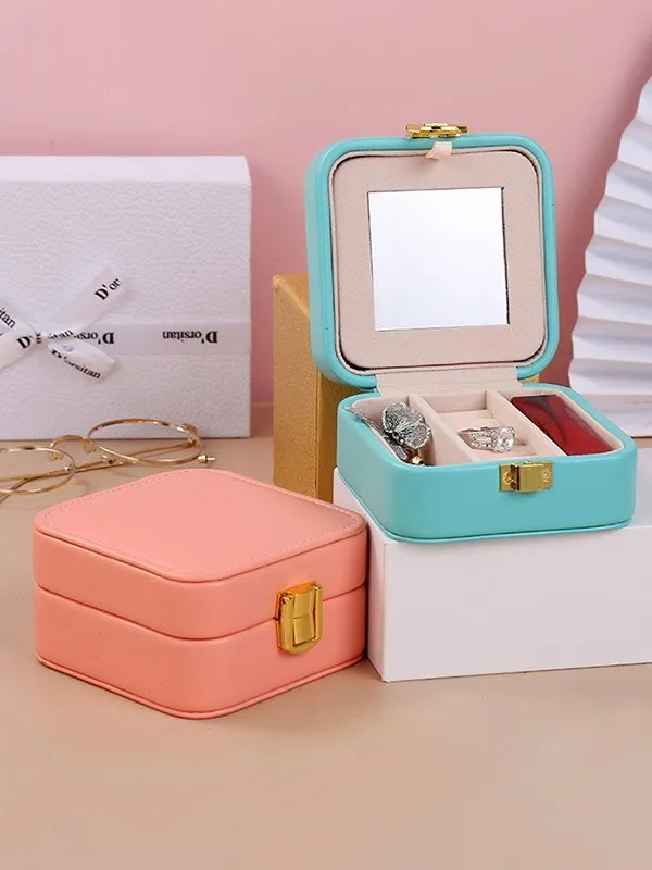 Caja de almacenamiento de joyería de cuero Pu