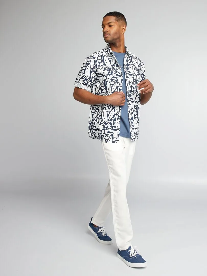 CAMISA ESTAMPADA DE MANGA CORTA  AZUL
