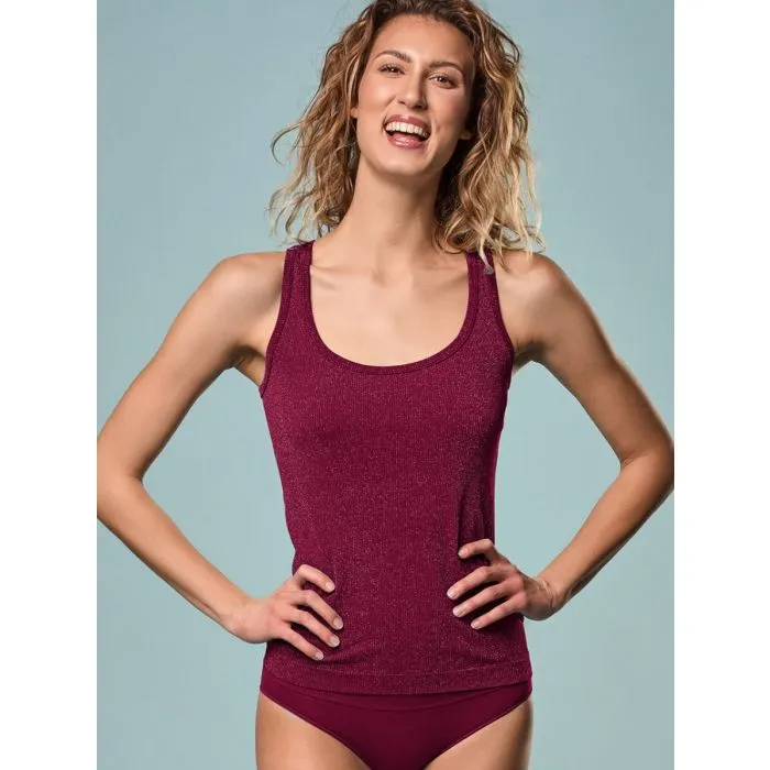 Camiseta mujer Focenza Lurex Tirantes 16218 Burdeos