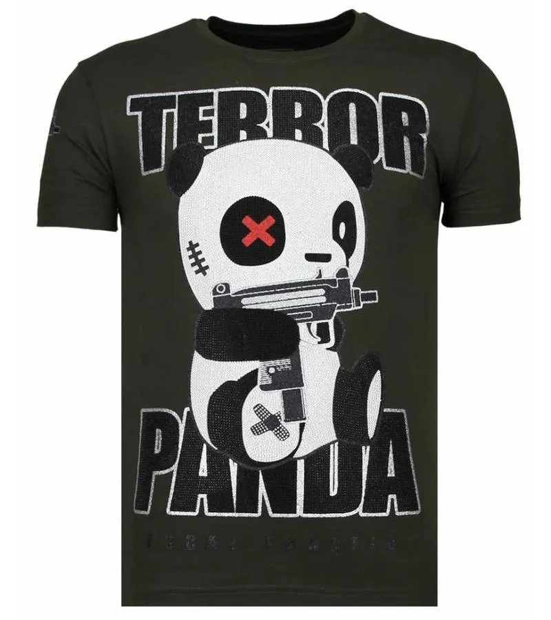 CAMISETAS  TERROR PANDA  RHINESTONE CAMISETAS   VERDE