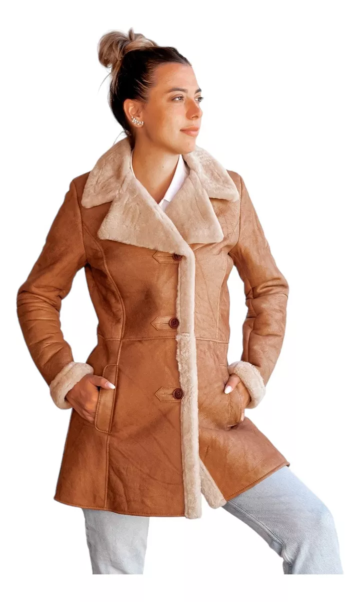 CAMPERA DE CUERO DE OVEJA DE MUJER MAIZ  MODELO: SOL.I