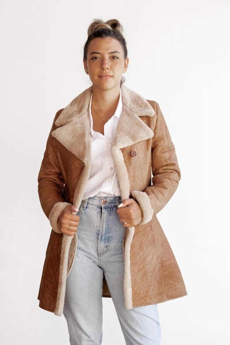 CAMPERA DE CUERO DE OVEJA DE MUJER MAIZ  MODELO: SOL.I