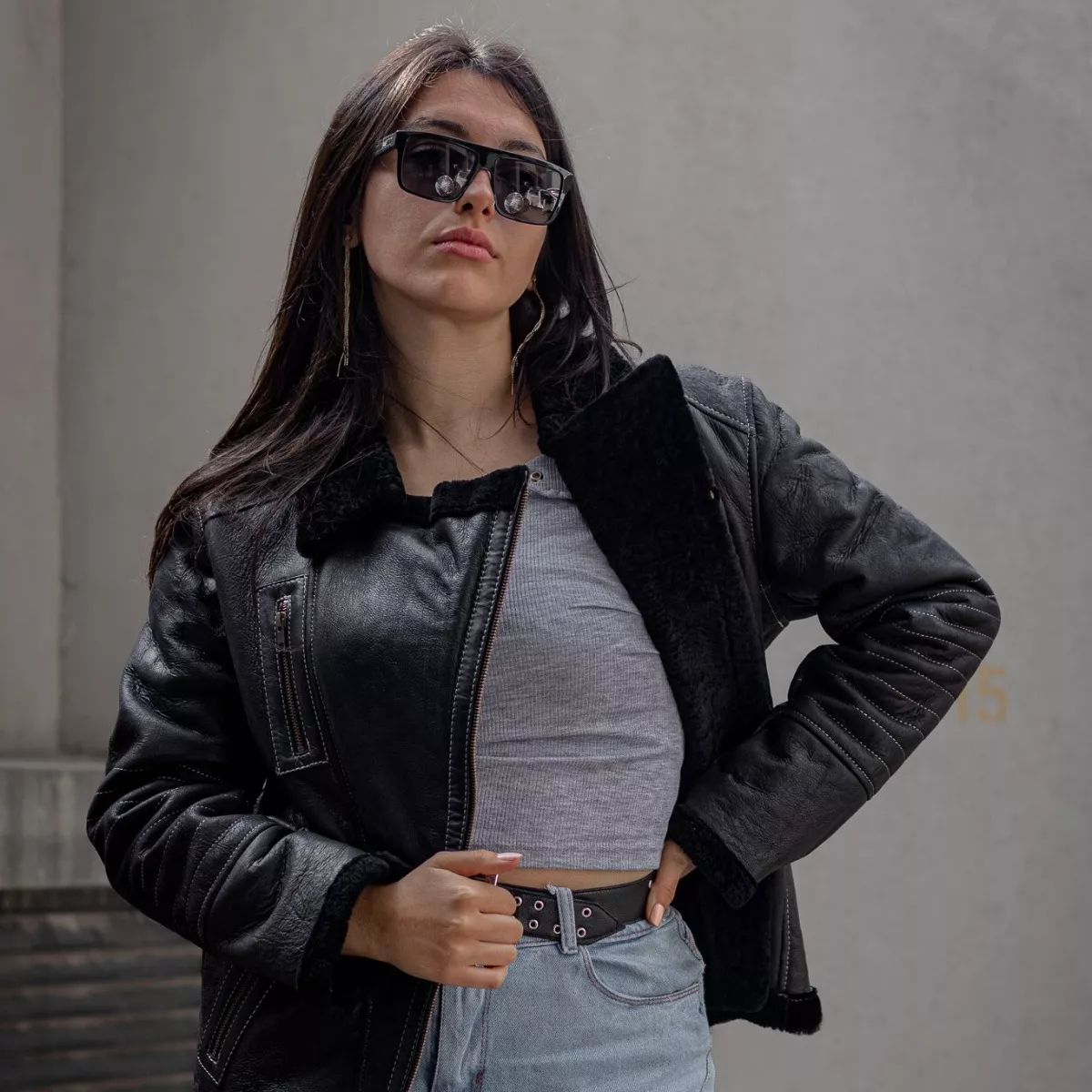 CAMPERA DE CUERO DE OVEJA DE MUJER  MODELO: DUTY.B