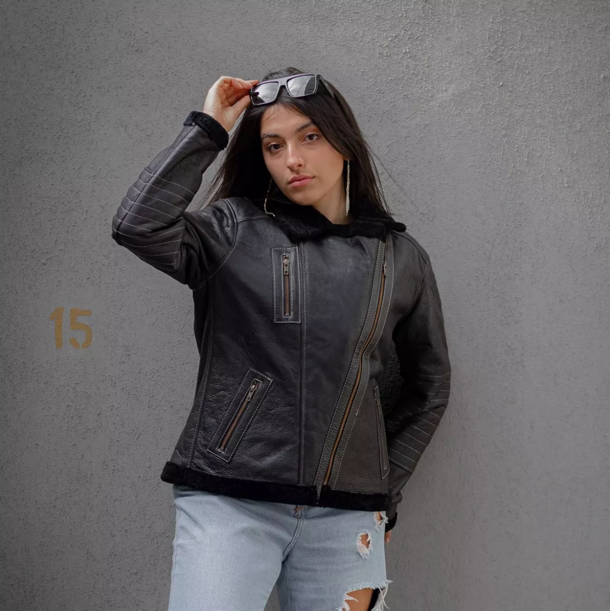 CAMPERA DE CUERO DE OVEJA DE MUJER  MODELO: DUTY.B