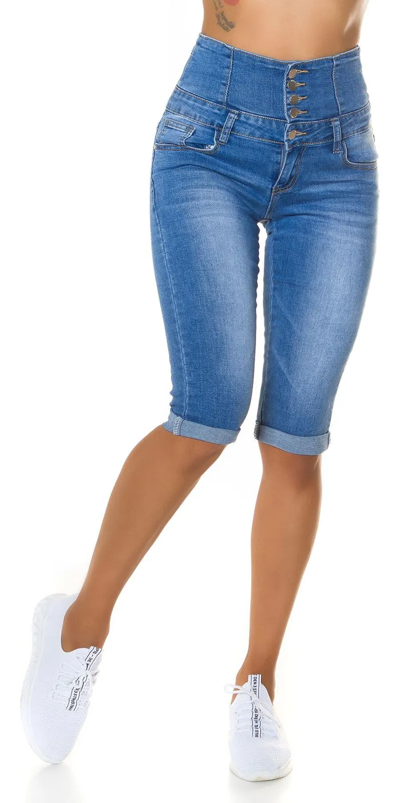 Capri jeans de cintura alta