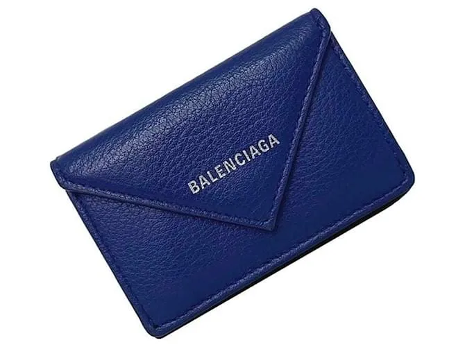 Cartera de cuero azul de tres pliegues Balenciaga 