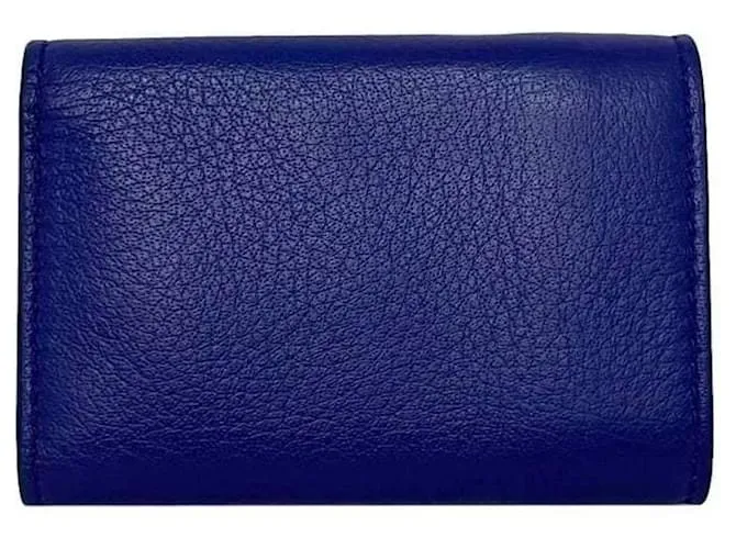 Cartera de cuero azul de tres pliegues Balenciaga 