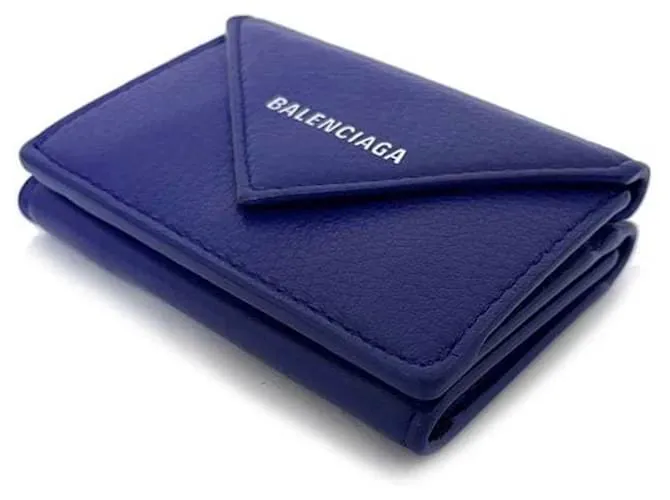 Cartera de cuero azul de tres pliegues Balenciaga 