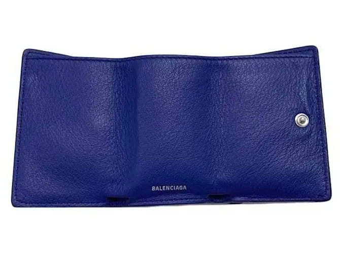 Cartera de cuero azul de tres pliegues Balenciaga 