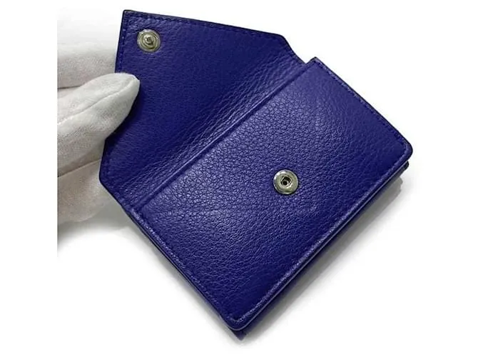 Cartera de cuero azul de tres pliegues Balenciaga 