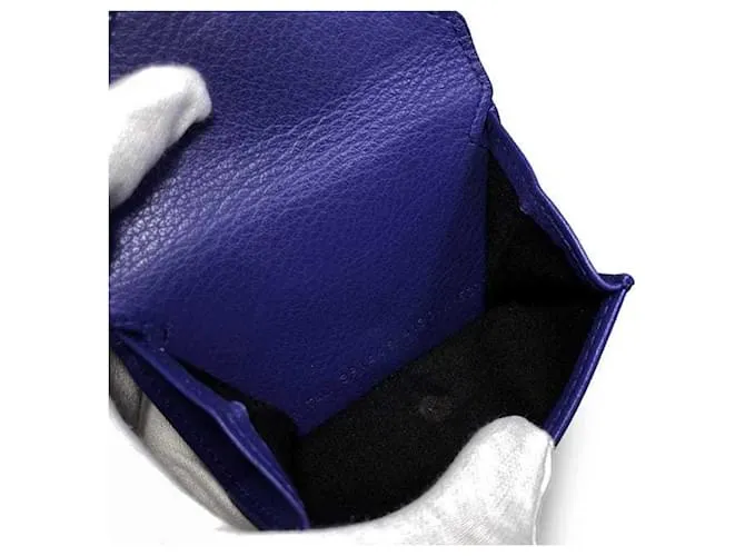 Cartera de cuero azul de tres pliegues Balenciaga 