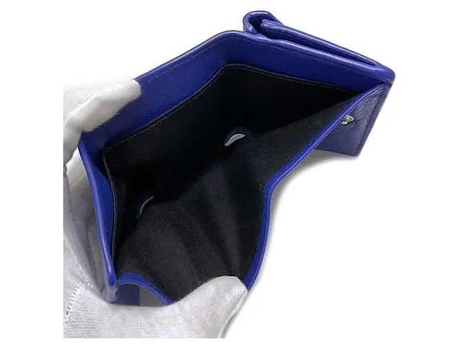 Cartera de cuero azul de tres pliegues Balenciaga 