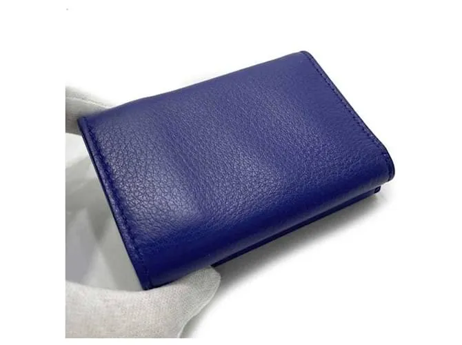 Cartera de cuero azul de tres pliegues Balenciaga 