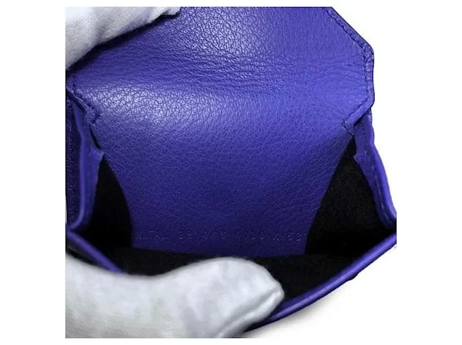 Cartera de cuero azul de tres pliegues Balenciaga 