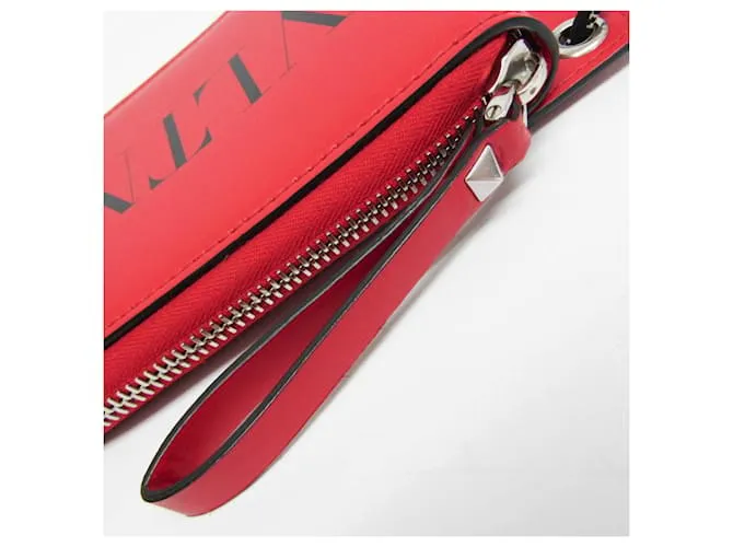 Cartera de cuero con cadena/hombro Valentino Garavani Negro Roja 