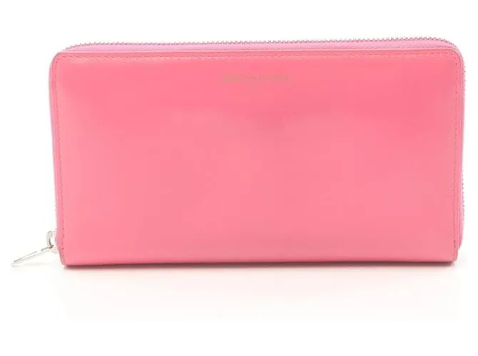 Cartera de cuero con cremallera Balenciaga Cartera larga de cuero Rosa 