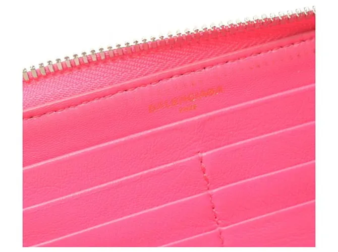Cartera de cuero con cremallera Balenciaga Cartera larga de cuero Rosa 