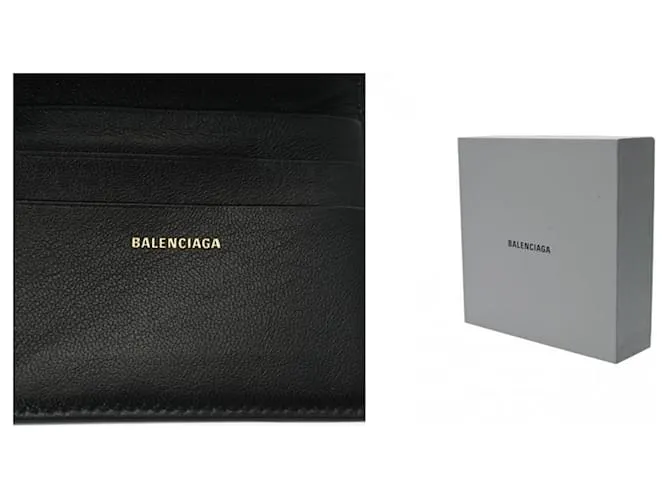 Cartera de cuero con estampado de leopardo Balenciaga de tres pliegues 
