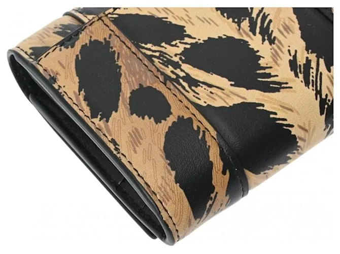 Cartera de cuero con estampado de leopardo Balenciaga de tres pliegues 