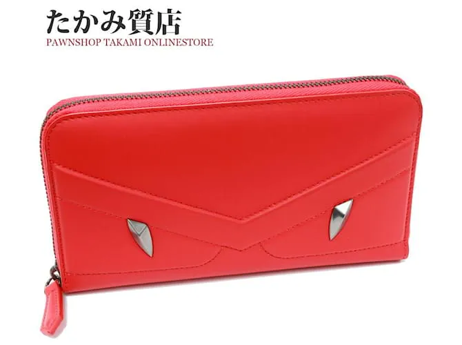 Cartera de cuero Fendi Bugs Monster en condiciones prístinas Roja 