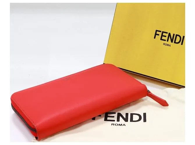 Cartera de cuero Fendi Bugs Monster en condiciones prístinas Roja 