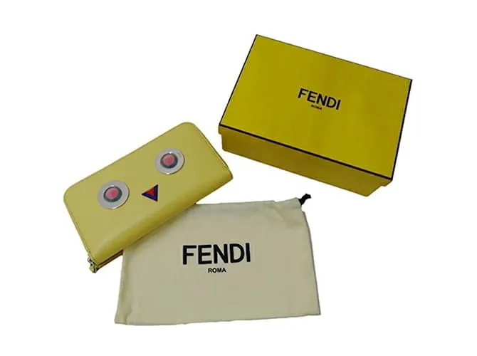 Cartera de cuero Hypnotize para mujeres Fendi Amarillo 